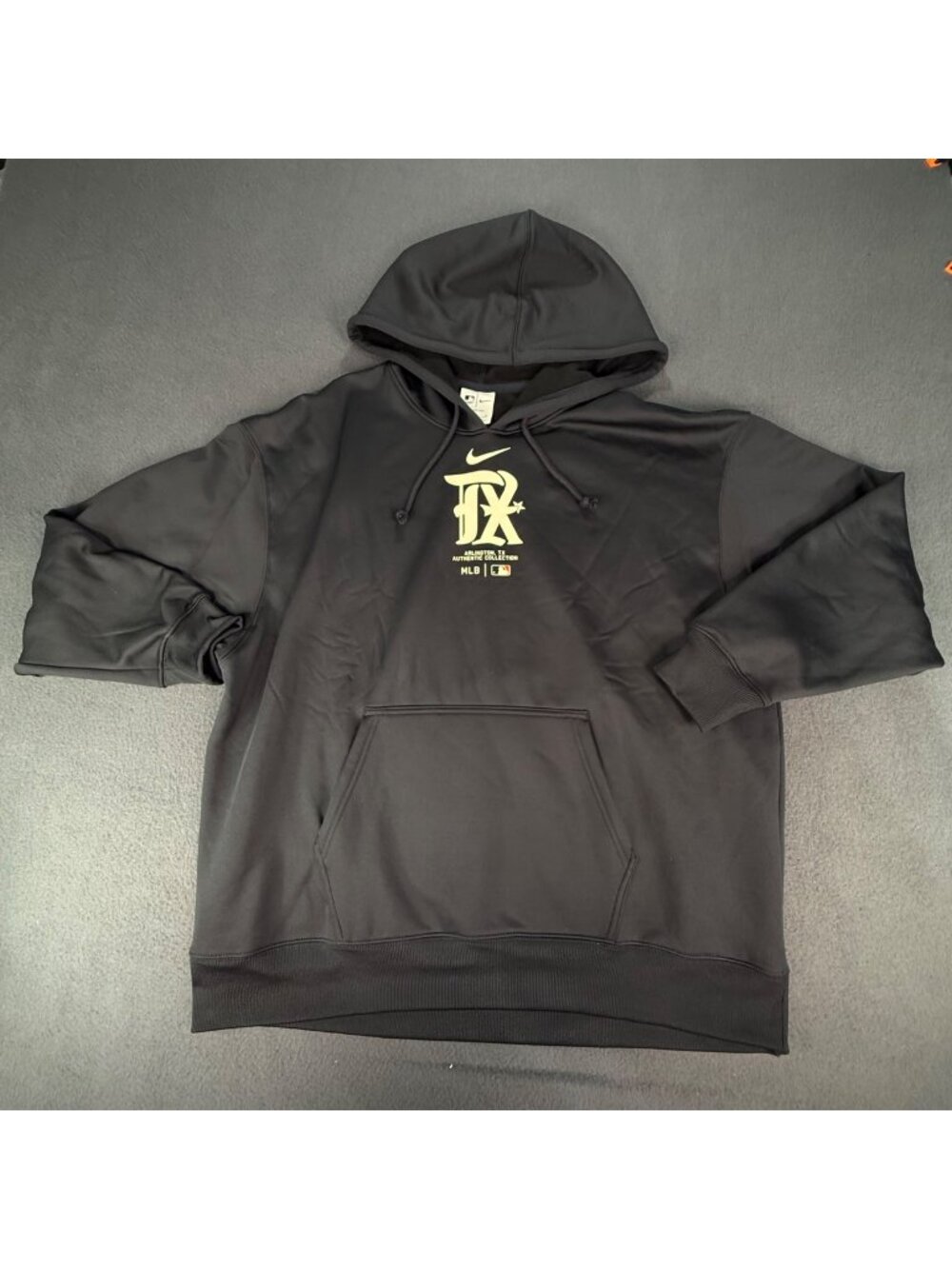 Texas Rangers Hoodie Mens Large Nike City Connect Black MLB Baseball Therma Fit